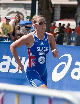 Jacqueline Allen (damals Slack) bei der Triathlon-Weltmeisterschaft, 2010