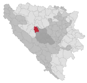 Lage der Gemeinde Jajce in Bosnien und Herzegowina (anklickbare Karte)