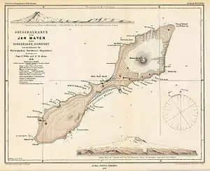 Die Eier Insel auf der von Henrik Mohn nach der Norwegischen Nordmeerexpedition erstellten deutschsprachigen Karte von 1878 ist bereits eine Halbinsel.