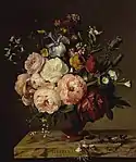 Kleine Blumenvase mit Rosen, Päonien und anderen Blumen, 1817, Öl auf Leinwand, 55,3 × 46,4 cm, Fitzwilliam-Museum, Cambridge