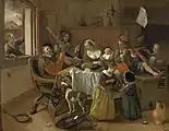 Jan SteenDie fröhliche Familie, 1668, Öl auf Leinwand, 110,5 × 141 cm, Rijksmuseum Amsterdam↓