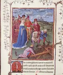 Jan van Eyck: Kreuzauffindung. Turin, Nationalbibliothek, f.118