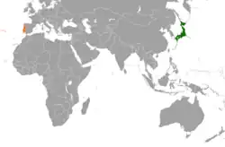 Lage von Japan und Portugal