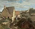Camille Corot:Hütten mit Mühle am Bachufer