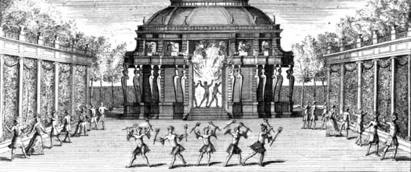 Szenenbild des dritten Akts. Partiturausgabe von 1709