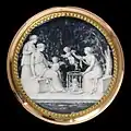Dose aus goldumfassten Elfenbein hinter Glas (1789)