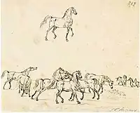 Zwei Pferdestudien, um 1775–1799.