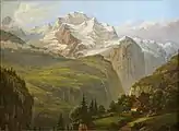 Silberhorn und Jungfrau um 1870. Ölgemälde von Heinrich Müller