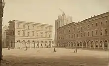 Die Platz 1838 mit dem im Bau befindlichen Dom im Hintergrund.
