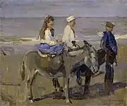 Junge und Mädchen auf Eseln,Rijksmuseum Inv.-Nr.: SK-A-3596,Öl auf Karton, 64 × 54 cm
