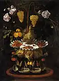 Eine Muschel-Fontäne mit Trauben, Rosen und anderen Früchten, 1645, 80 × 61 cm, Privatsammlung