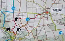 Infotafel für den Stauferweg zur Ruine Schloss Justingen