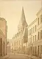Brückenstraße mit St. Kolumba (Kupferstich von Johann Peter Weyer, 1852)