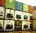 Kühlcontainer an Deck eines Containerschiffes