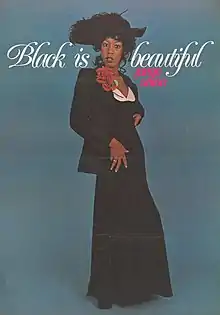 Plakat der Jungen Union Niedersachsen mit schwarzer Frau und Slogan „Black is beautiful“, 1974