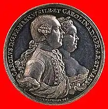 Karl Christian und Karoline von Oranien-Nassau-Dietz auf einer Medaille