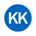Rundes Liniensymbol mit den zwei weißen Großbuchstaben KK in mittelblau gefülltem Kreis vor neutralem Hintergrund