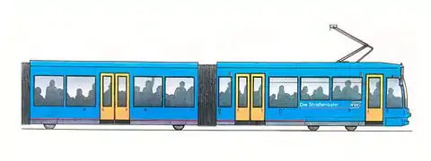 KVG-Niederflur-Straßenbahn, Seitenansicht