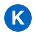 Rundes Liniensymbol mit dem weißen Großbuchstaben K in blau gefülltem Kreis