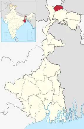 Positionskarte des Distrikts Kalimpong