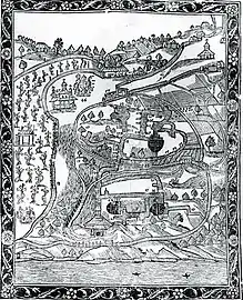 Athanase Kalnofoïski: Plan mit dem Kiewer Höhlenkloster, 1638