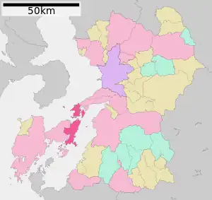 Lage Kami-Amakusas in der Präfektur