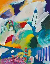Wassily Kandinsky:Murnau mit Kirche I (1910), Städtische Galerie im Lenbachhaus, München