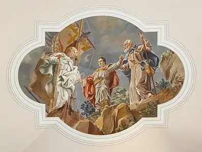 Vitus wird von einem Engel vor seinem heidnischen Vater in Sicherheit gebracht