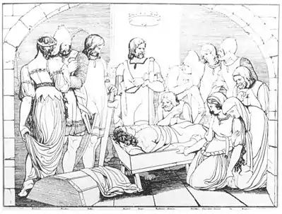 Sifrids Tod, 1812, posthum 1821 als Lithographie veröffentlicht.