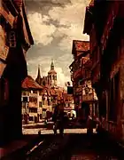 Braunschweig:Karrenführerstraße mit Magnikirche von Südwesten.Öl auf Leinwand55 × 43,5 cm