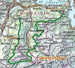 Verlauf des Weges (grün).
