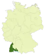 Lage von Südbaden innerhalb Deutschlands