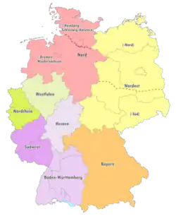 Geografische Einteilung der Oberligen zur Saison 2003/04
