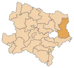 Lage des Bezirkes Gänserndorf in Niederösterreich