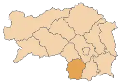 Lage des Bezirks Bezirk Deutschlandsberg im Bundesland Steiermark (anklickbare Karte)