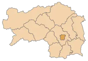 Lage des Bezirks Graz im Bundesland Steiermark (anklickbare Karte)
