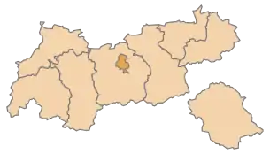Lage des Bezirks Innsbruck im Bundesland Tirol (anklickbare Karte)