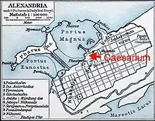Standort des Caesariums am Hafen der antiken Stadt Alexandria
