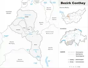 Karte von Bezirk Gundisfrz. District de Conthey