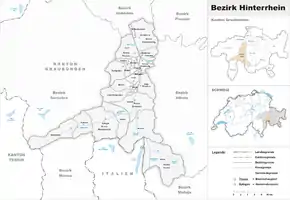 Karte von Bezirk HinterrheinDistrict dal Rain Posteriur