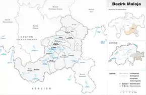 Karte von Bezirk MalojaDistretto di Maloggia