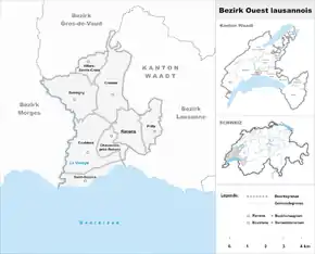 Karte von District de l’Ouest lausannois