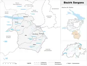 Karte von Bezirk Sargans