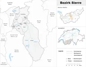 Karte von Bezirk Sidersfrz. District de Sierre