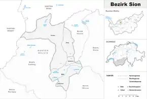 Karte von Bezirk Sittenfrz. District de Sion