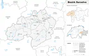 Karte von Bezirk Surselva