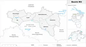 Karte von Bezirk Wil