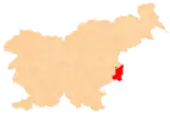 Karte von Slowenien, Position von Bizeljsko hervorgehoben
