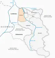 Österreichkarte, Position von Schoren hervorgehoben