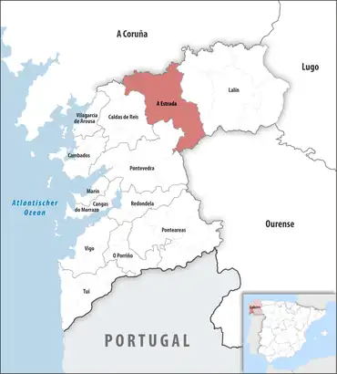 Die Lage des Gerichtsbezirk A Estrada in der Provinz Pontevedra